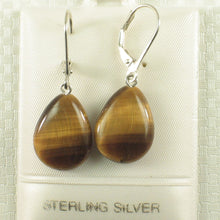 Load image into Gallery viewer, Sterling Silver Tiger Eye Drop Leverback Earrings