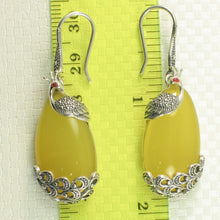 Load image into Gallery viewer, Sterling Silver Yellow Agate Cabochon Hook Earrings