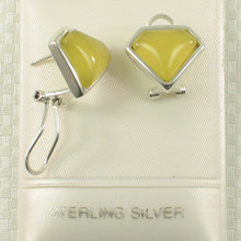 Load image into Gallery viewer, Sterling Silver Yellow Agate Diamond Omega Back Earrings