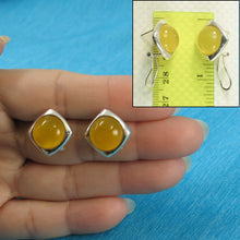 Load image into Gallery viewer, Sterling Silver Yellow Agate Dome Omega Back Earrings