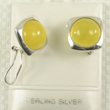 Load image into Gallery viewer, Sterling Silver Yellow Agate Dome Omega Back Earrings