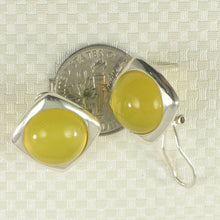 Load image into Gallery viewer, Sterling Silver Yellow Agate Dome Omega Back Earrings