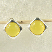 Load image into Gallery viewer, Sterling Silver Yellow Agate Dome Omega Back Earrings