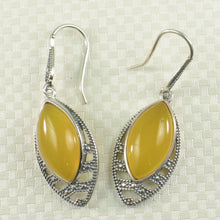 Load image into Gallery viewer, Sterling Silver Yellow Agate Marquise Hook Earrings