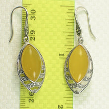 Load image into Gallery viewer, Sterling Silver Yellow Agate Marquise Hook Earrings