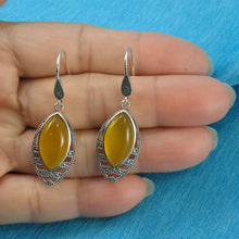 Load image into Gallery viewer, Sterling Silver Yellow Agate Marquise Hook Earrings