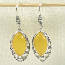 Load image into Gallery viewer, Sterling Silver Yellow Agate Marquise Hook Earrings