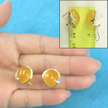 Load image into Gallery viewer, Sterling Silver Yellow Agate Oval Omega Back Earrings