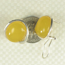 Load image into Gallery viewer, Sterling Silver Yellow Agate Oval Omega Back Earrings