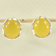 Load image into Gallery viewer, Sterling Silver Yellow Agate Oval Omega Back Earrings