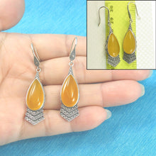Load image into Gallery viewer, Sterling Silver Yellow Agate Pear Hook Earrings