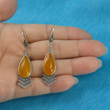 Load image into Gallery viewer, Sterling Silver Yellow Agate Pear Hook Earrings