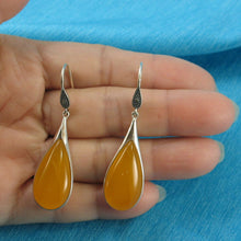 Load image into Gallery viewer, Sterling Silver Yellow Agate Raindrop Hook Earrings
