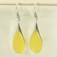 Load image into Gallery viewer, Sterling Silver Yellow Agate Raindrop Hook Earrings
