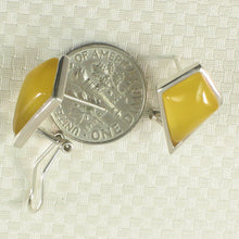 Load image into Gallery viewer, Sterling Silver Yellow Agate Rhombus Omega Back Earrings