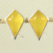 Load image into Gallery viewer, Sterling Silver Yellow Agate Rhombus Omega Back Earrings