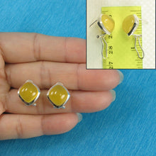 Load image into Gallery viewer, Sterling Silver Yellow Agate Rhombus Omega Back Earrings