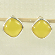 Load image into Gallery viewer, Sterling Silver Yellow Agate Square Omega Back Earrings