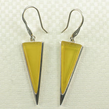 Load image into Gallery viewer, Sterling Silver Yellow Agate Triangle Hook Earrings