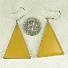 Load image into Gallery viewer, Sterling Silver Yellow Agate Triangle Hook Earrings