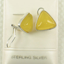 Load image into Gallery viewer, Sterling Silver Yellow Agate Triangle Omega Back Earrings