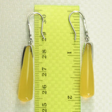 Load image into Gallery viewer, Sterling Silver Yellow Agate Tube Hook Earrings