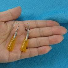 Load image into Gallery viewer, Sterling Silver Yellow Agate Tube Hook Earrings
