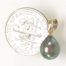 Load image into Gallery viewer, AAA Teardrop Black Freshwater Pearl Pendant β 14k Yellow Gold Bail