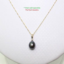 Load image into Gallery viewer, AAA Teardrop Black Freshwater Pearl Pendant β 14k Yellow Gold Bail