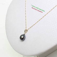 Load image into Gallery viewer, AAA Teardrop Black Freshwater Pearl Pendant β 14k Yellow Gold Bail