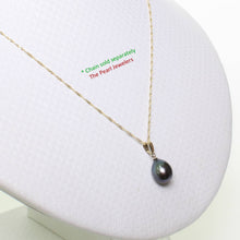 Load image into Gallery viewer, AAA Teardrop Black Freshwater Pearl Pendant β 14k Yellow Gold Bail