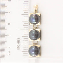 Load image into Gallery viewer, Triple Black Pearl Pendant ā 14k Yellow Gold Necklace