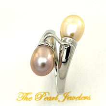 Load image into Gallery viewer, Solid Sterling Silver .925 Twin Peach & Pink Freshwater Pearl Cocktail Ring