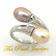 Load image into Gallery viewer, Solid Sterling Silver .925 Twin Peach & Pink Freshwater Pearl Cocktail Ring