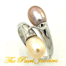 Load image into Gallery viewer, Solid Sterling Silver .925 Twin Peach & Pink Freshwater Pearl Cocktail Ring