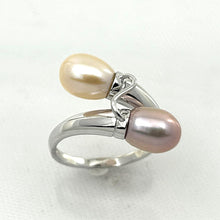 Load image into Gallery viewer, Solid Sterling Silver .925 Twin Peach & Pink Freshwater Pearl Cocktail Ring