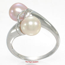 Load image into Gallery viewer, Solid Sterling Silver .925 Twin Peach & Pink Freshwater Pearl Cocktail Ring