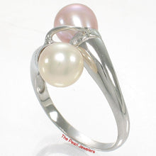 Load image into Gallery viewer, Solid Sterling Silver .925 Twin Peach & Pink Freshwater Pearl Cocktail Ring