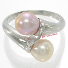 Load image into Gallery viewer, Solid Sterling Silver .925 Twin Peach & Pink Freshwater Pearl Cocktail Ring