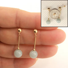 Load image into Gallery viewer, 14K Yellow Gold Twist Tube Celadon Green Jade Earrings