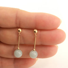 Load image into Gallery viewer, 14K Yellow Gold Twist Tube Celadon Green Jade Earrings
