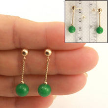 Load image into Gallery viewer, 14K Yellow Gold Twist Tube Green Jade Earrings