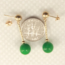 Load image into Gallery viewer, 14K Yellow Gold Twist Tube Green Jade Earrings