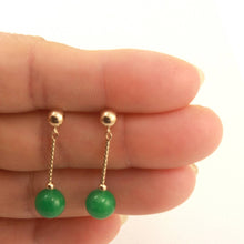 Load image into Gallery viewer, 14K Yellow Gold Twist Tube Green Jade Earrings