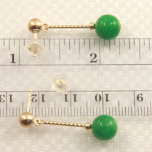 Load image into Gallery viewer, 14K Yellow Gold Twist Tube Green Jade Earrings