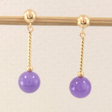 Load image into Gallery viewer, 14K Yellow Gold Twist Tube Lavender Jade Earrings