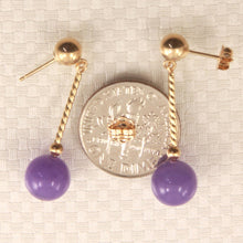 Load image into Gallery viewer, 14K Yellow Gold Twist Tube Lavender Jade Earrings