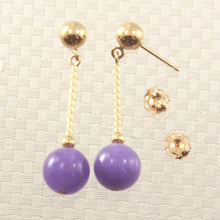 Load image into Gallery viewer, 14K Yellow Gold Twist Tube Lavender Jade Earrings