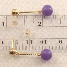 Load image into Gallery viewer, 14K Yellow Gold Twist Tube Lavender Jade Earrings