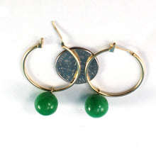 Load image into Gallery viewer, Vintage 14kt Yellow Gold Green Jade Hoop Earrings